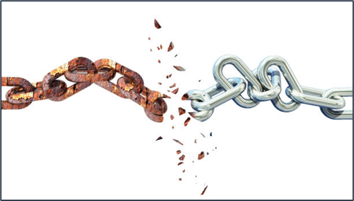 Rusted chain breaking apart, symbolizing leaving a toxic relationship